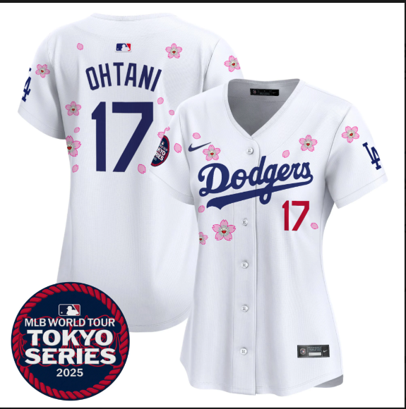 Women Los Angeles Dodgers #17 Ohtani Tokyo Series 2025 white Limited Stitched Jersey->women mlb jersey->Women Jersey